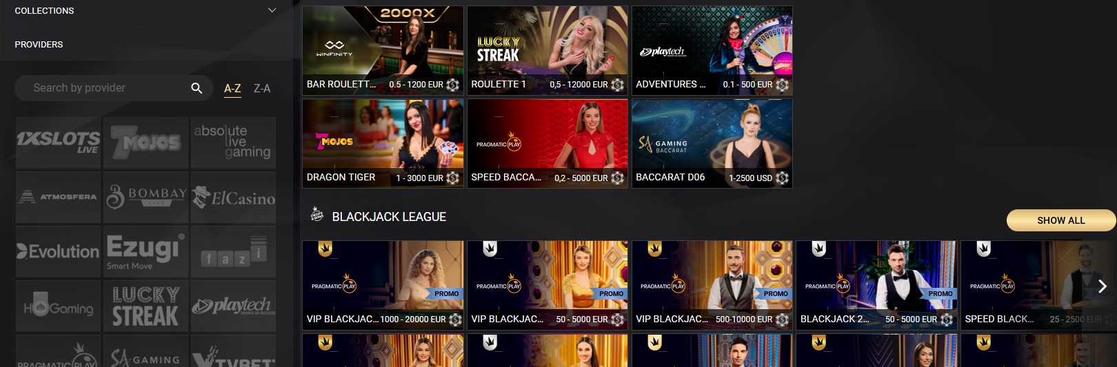 Live Casino 1xSlots