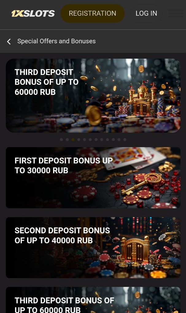 Bonuses in the mobile version of 1xSlots